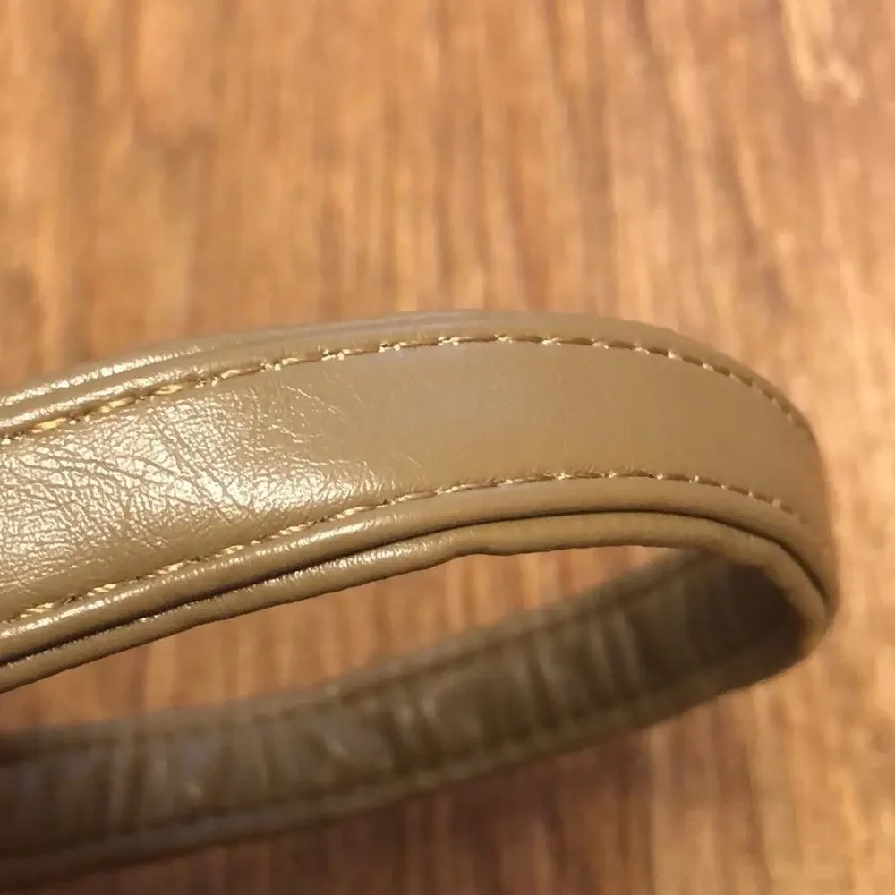 Martha Stewart Tan and Silver Leather Buckle Dog Collar Size 16
